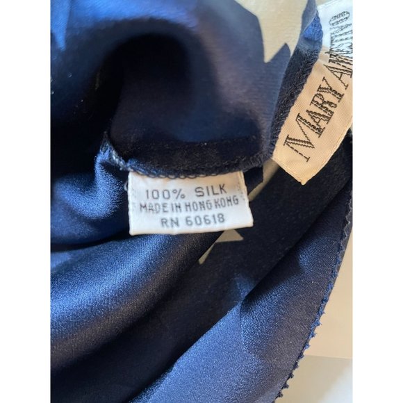 Vintage Silk Mary Ann Restivo Star Blue 80s Top S - Picture 7 of 8